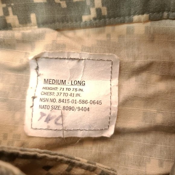 US Army Medium Long Digital Camo BDU Uniform Hunting Field Full Zip Jacket Shirt - Picture 12 of 12